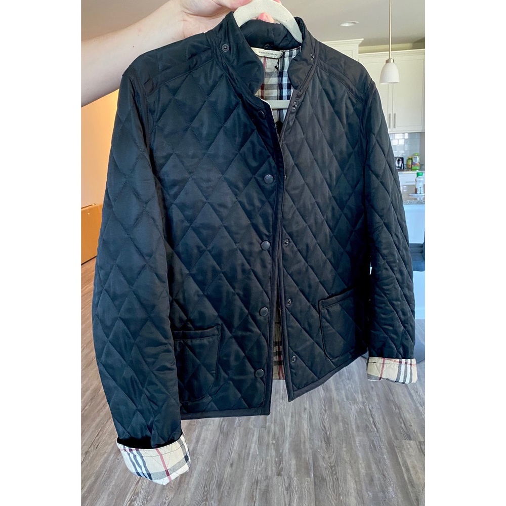 Authentic Burberry Black Plaid Jacket Coat Medium